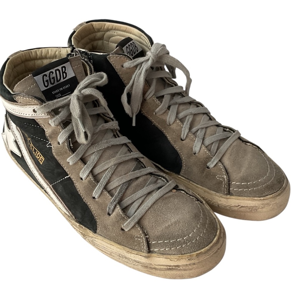 Golden Goose GGDB SLIDE Black/White/Grey Suede Sneakers EU 41 Women’s 11 Men’s 8